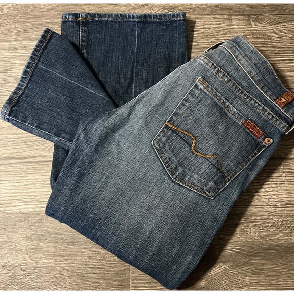 7 for‎ all mankind Women's Boot Cut Low Rise Medium Wash USA Jeans SZ 27 (28x34) - Picture 1 of 11